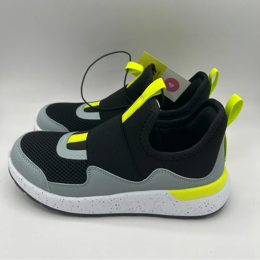 All in Motion Kid's Sneaker SlipOn Performance Gray/Lime Green  Size 4‎